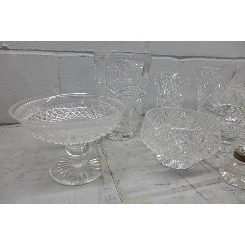 1138 - A collection of glassware including two cut glass vases and a comport**PLEASE NOTE THIS LOT IS NOT E... 