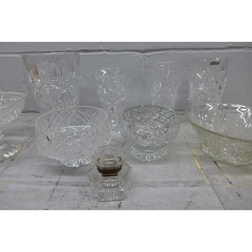 1138 - A collection of glassware including two cut glass vases and a comport**PLEASE NOTE THIS LOT IS NOT E... 