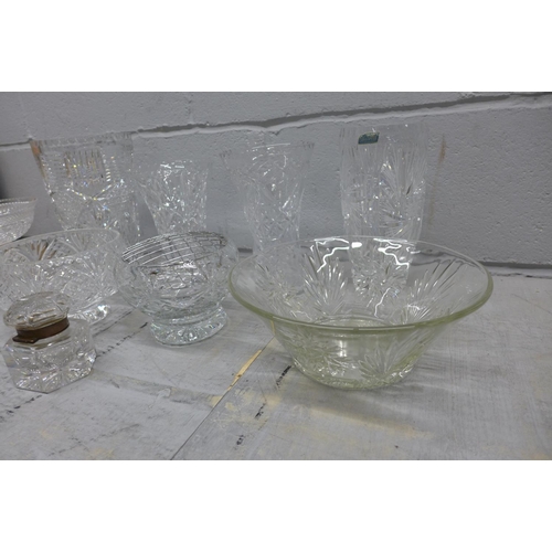 1138 - A collection of glassware including two cut glass vases and a comport**PLEASE NOTE THIS LOT IS NOT E... 