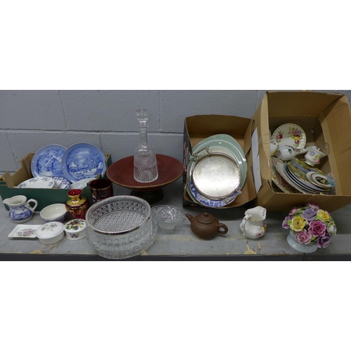 1145 - Four boxes of mixed china and glass, including Royal Crown Derby, Gainsborough, etc.**PLEASE NOTE TH... 