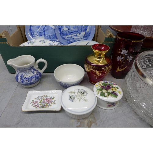 1145 - Four boxes of mixed china and glass, including Royal Crown Derby, Gainsborough, etc.**PLEASE NOTE TH... 