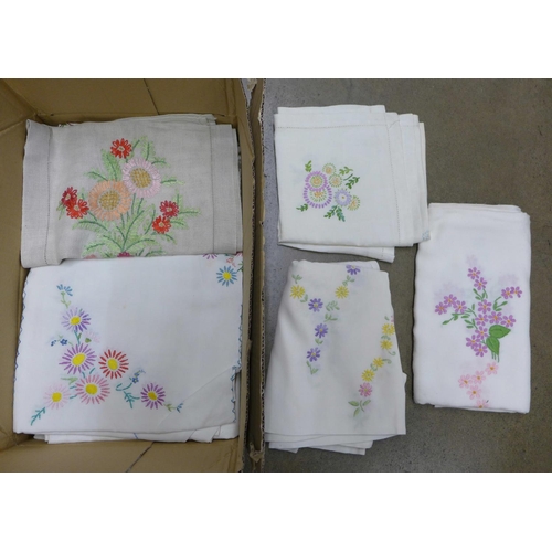 1157 - A box of embroidered table linen, pillow cases and other items**PLEASE NOTE THIS LOT IS NOT ELIGIBLE... 