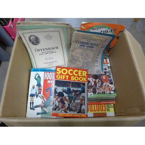 1179 - A collection of football annuals, an Observer's cricket book and sheet music**PLEASE NOTE THIS LOT I... 