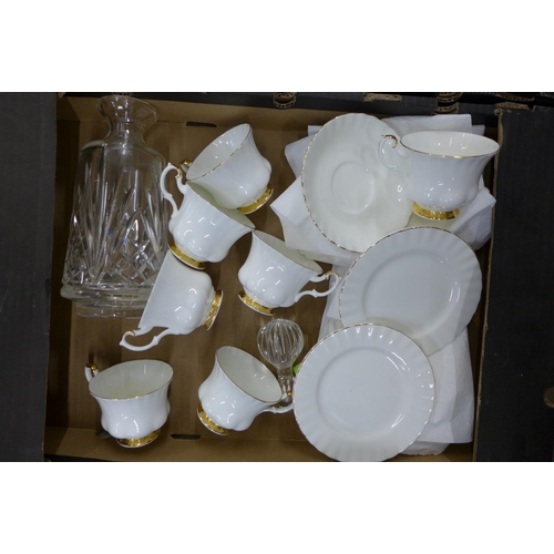 1182 - Three boxes of part tea sets including Royal Stafford**PLEASE NOTE THIS LOT IS NOT ELIGIBLE FOR POST... 