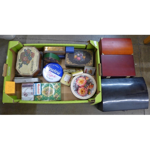 1189 - Jewellery cases, old tins, boxes, etc.