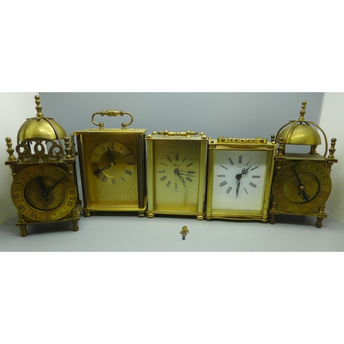 680 - A collection of five carriage clocks