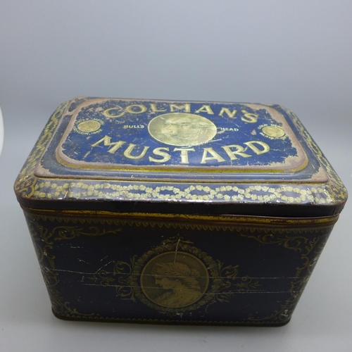 686 - A circa 1900 Colman's Mustard tin, By Appointment to The King and H.M. Queen Alexandra and four WWI ... 