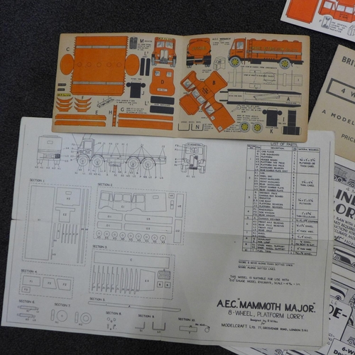 696 - Vehicle model template manuals and cut out kits for British Road Transport and Lineside Lorries (6 +... 