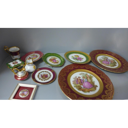 702 - Limoges porcelain plates, jug, trinket box, etc.