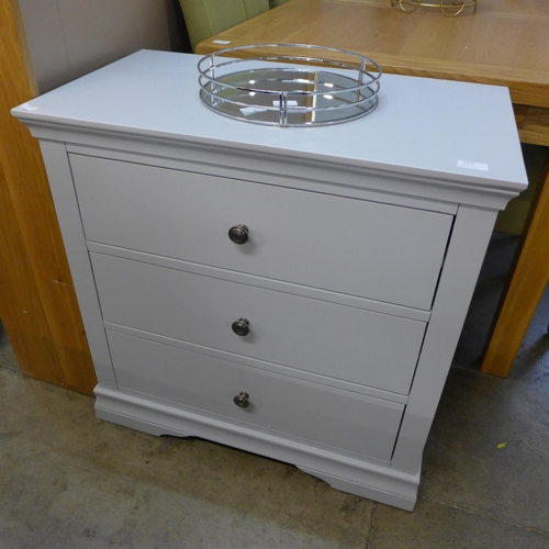 1364 - A Florence grey painted and oak three drawer chest *This Lot is Subject to VAT*