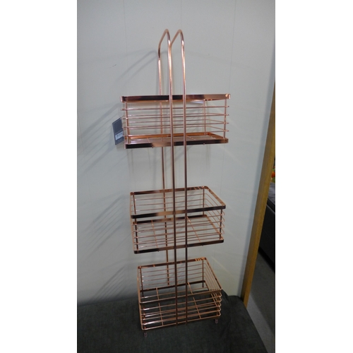 1367 - A three tier copper storage unit, H 72cms (KG075518)   #