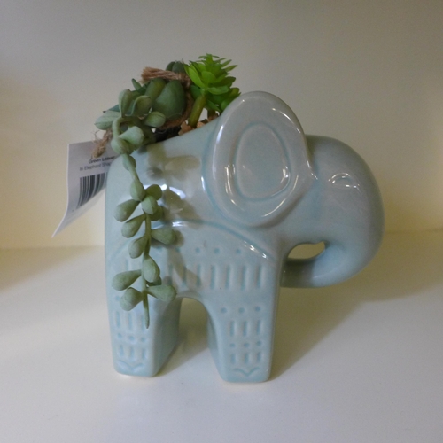 1454 - An artificial succulent plant in a ceramic elephant, H 17cms (67689706)   #