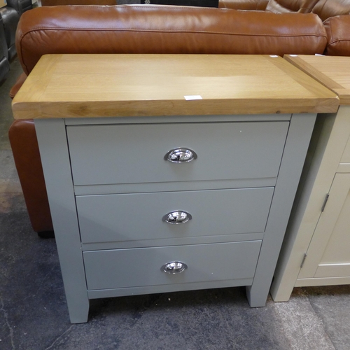 1460 - A Chester grey painted and oak three drawer chest *This Lot is Subject to VAT*