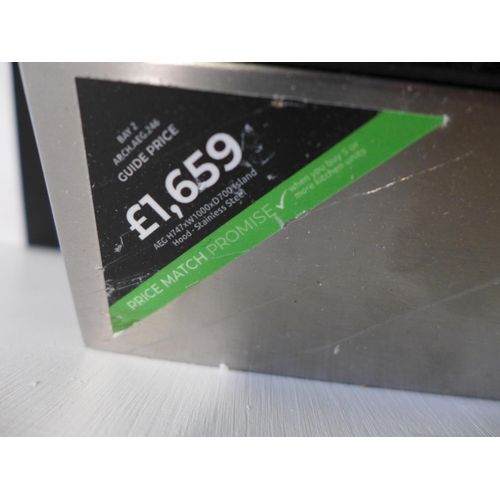 3046 - AEG Island Hood, Black Glass & Stainless Steel, H747xW1000xD700, Original RRP £1659 + vat * This lot... 