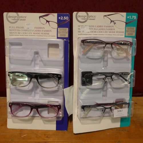 3087 - Fgx Ladies Mix +1.75 and +2.50  Ready Reader Glasses(248-245,246)   * This lot is subject to vat