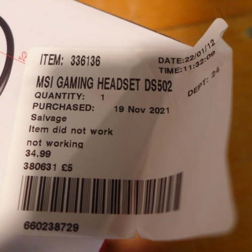 3094 - Msi Gaming Headset Ds502 - S37-2100911-Sv1           (248-48)   * This lot is subject to vat