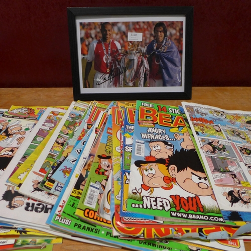 3120 - Collection of Beano's comics and A picture of football players