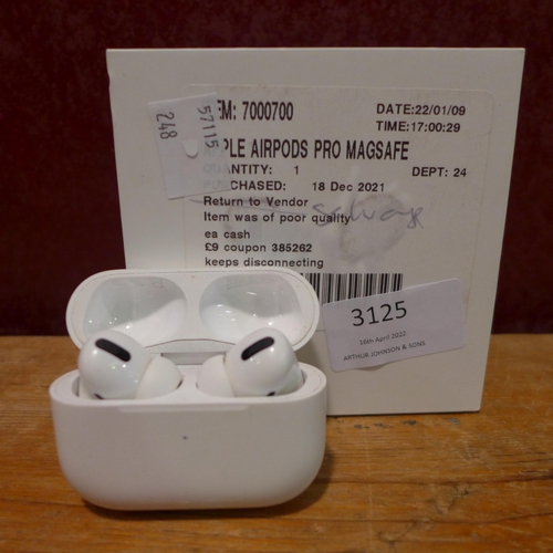 3125 - Apple Airpods Pro Magsafe Mlwk3Zm/A    , Original RRP £164.99 + Vat        (248-102)   * This lot is... 