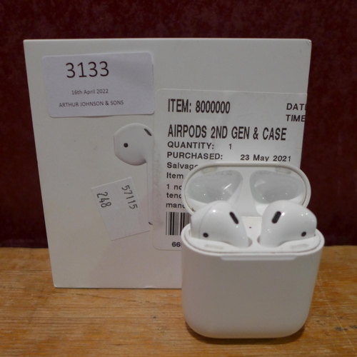 3133 - Airpods 2Nd Gen & Case   Mv7N2Zma       (248-106)   * This lot is subject to vat