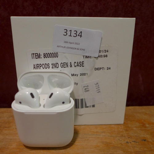 3134 - Airpods 2Nd Gen & Case   Mv7N2Zma       (248-107)   * This lot is subject to vat