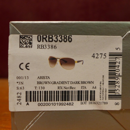 3136 - Rayban 3386 001/13 63X13 Gold Metal Sunglasses  (248-85)   * This lot is subject to vat