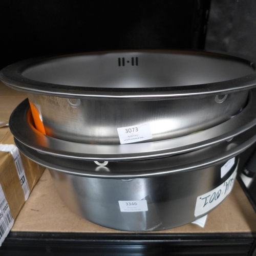 3346 - Three 450mm Installation Round Stainless Steel Sinks,    Original RRP £25.00 + vat  * This lot is su... 