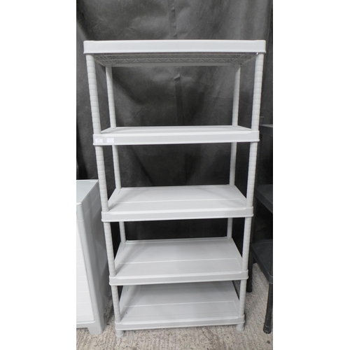 3351 - 5-Tier Grey Plastic Shelving Unit