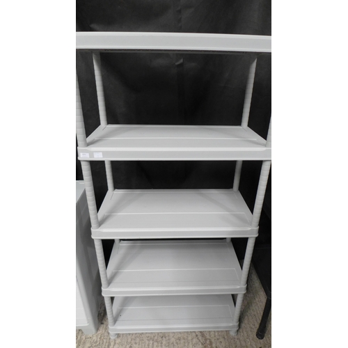 3351 - 5-Tier Grey Plastic Shelving Unit