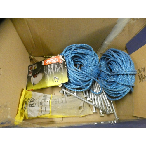 2120 - Approx 40 large bolts with two reels of rope