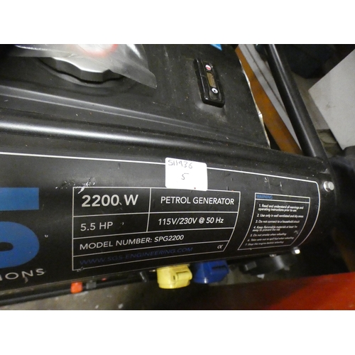 2123 - A SG5 2200w petrol generator, 5.5hp, - W - model 5PG 2200