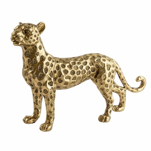 1457 - A gold coloured standing leopard, H 21cms (66245612)   #