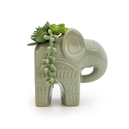 1454 - An artificial succulent plant in a ceramic elephant, H 17cms (67689706)   #