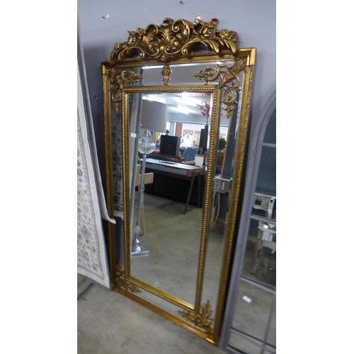 1430 - A tall gold French mirror with crest, H 183cms (M32185)   #