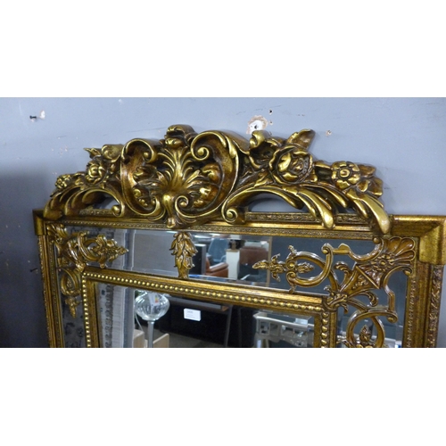 1430 - A tall gold French mirror with crest, H 183cms (M32185)   #