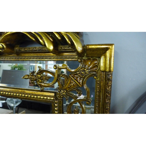 1430 - A tall gold French mirror with crest, H 183cms (M32185)   #