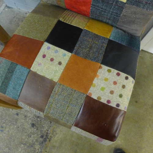 1476 - A pair of patchwork and leather rollback chairs - some damage