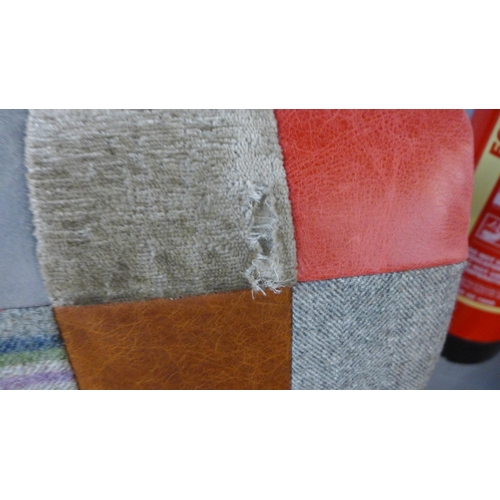 1476 - A pair of patchwork and leather rollback chairs - some damage