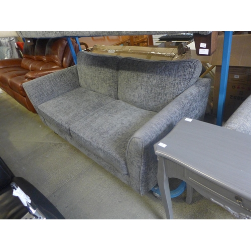 1752 - A grey textured weave two seater and three seater sofa (worn, damage to arm)