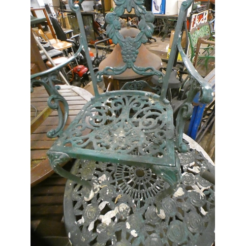 2335 - Cast aluminium garden table and two chairs