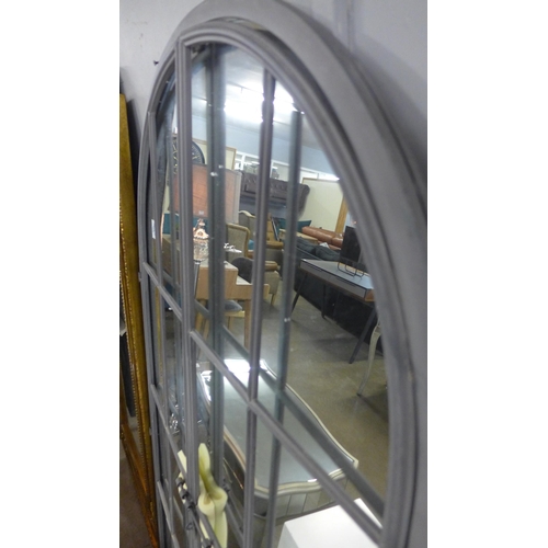 1431 - A large arched window metal mirror, H 175cm (MP1789)   #