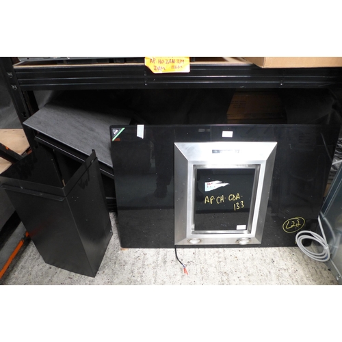 3460 - CDA Angled Black Glass Chimney Cooker Hood & Faber Angled Black Hood* This lot is subject to vat