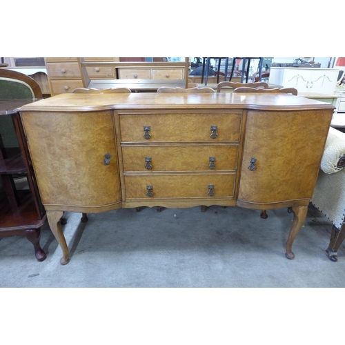 237 - A Queen Anne style burr walnut sideboard