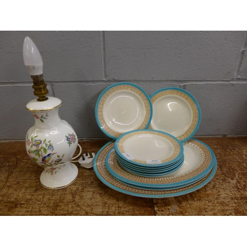 1117 - Royal Worcester Vitrious tea plates and three oval serving plates and an Aynsley table lamp base **P... 