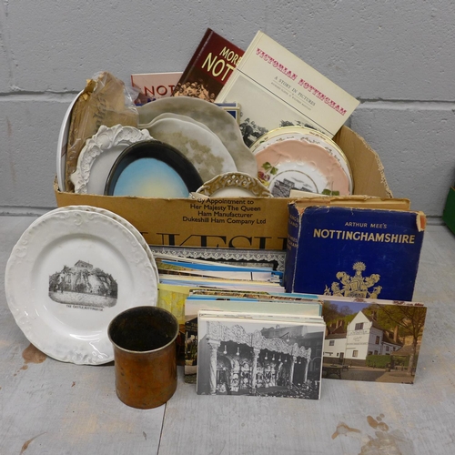 1124 - Nottingham related items including postcards, books, plates, etc. **PLEASE NOTE THIS LOT IS NOT ELIG... 