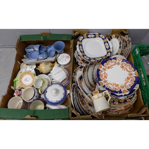 1125 - Four boxes of mixed china, vegetable dish lids, Edwardian plates, etc. **PLEASE NOTE THIS LOT IS NOT... 