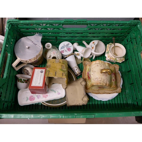 1125 - Four boxes of mixed china, vegetable dish lids, Edwardian plates, etc. **PLEASE NOTE THIS LOT IS NOT... 