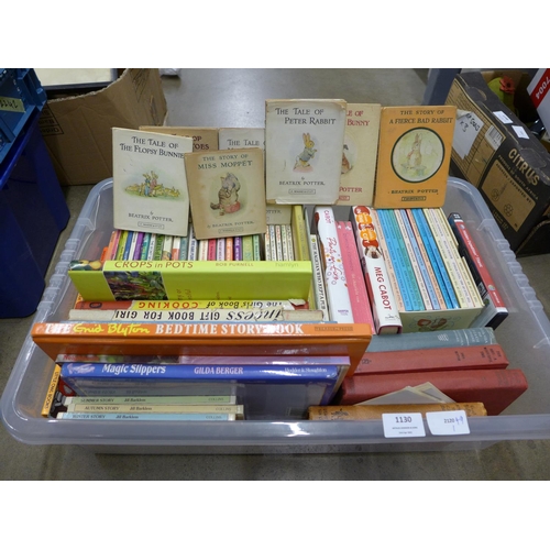 1130 - A box of children's books; Enid Blyton, Beatrix Potter's Peter Rabbit, Ladybird books, etc., vintage... 