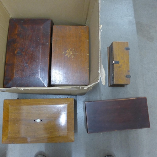 1143 - Five wooden boxes **PLEASE NOTE THIS LOT IS NOT ELIGIBLE FOR POSTING AND PACKING**