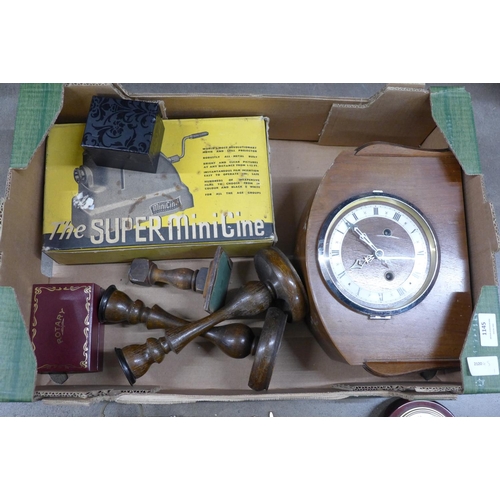 1145 - Clocks, Rotary and other wristwatches and a mini projector **PLEASE NOTE THIS LOT IS NOT ELIGIBLE FO... 