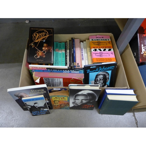 1146 - Two boxes of books on jazz music **PLEASE NOTE THIS LOT IS NOT ELIGIBLE FOR POSTING AND PACKING**